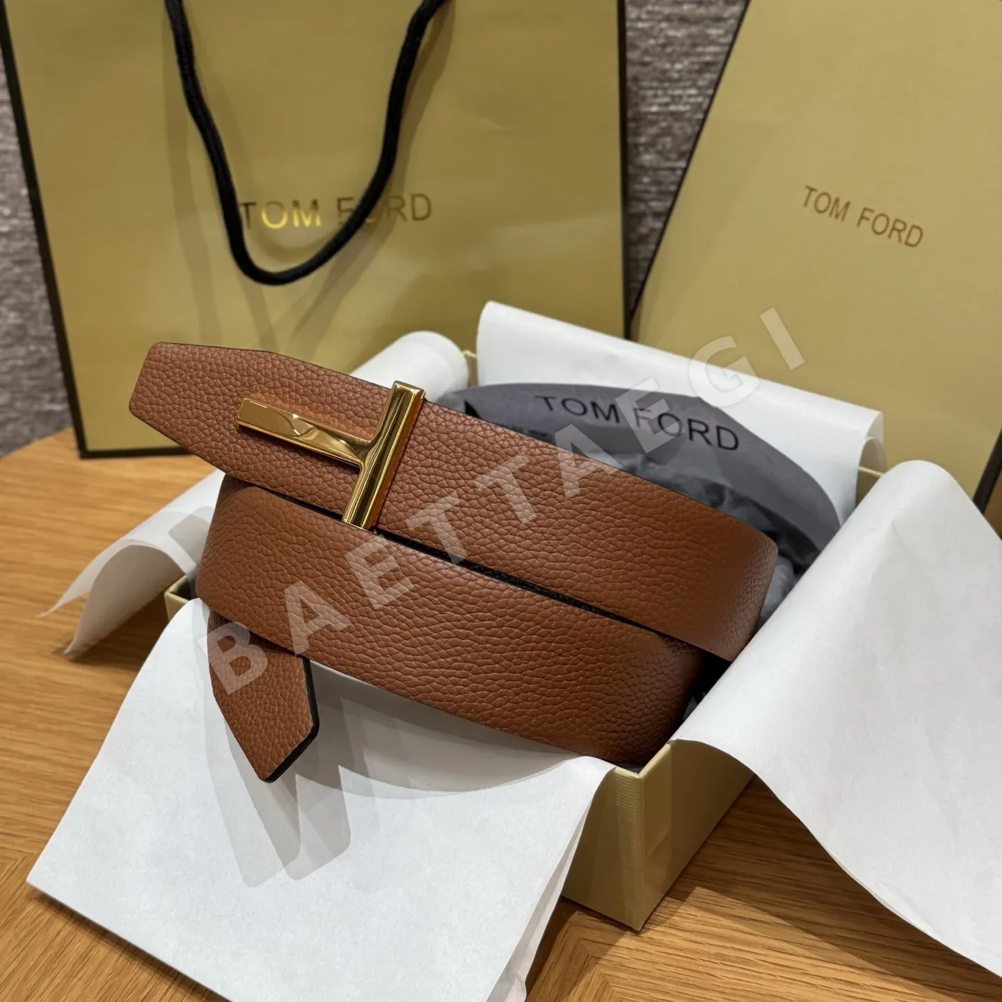 톰포드 송아지가죽 T 버클 벨트 180544