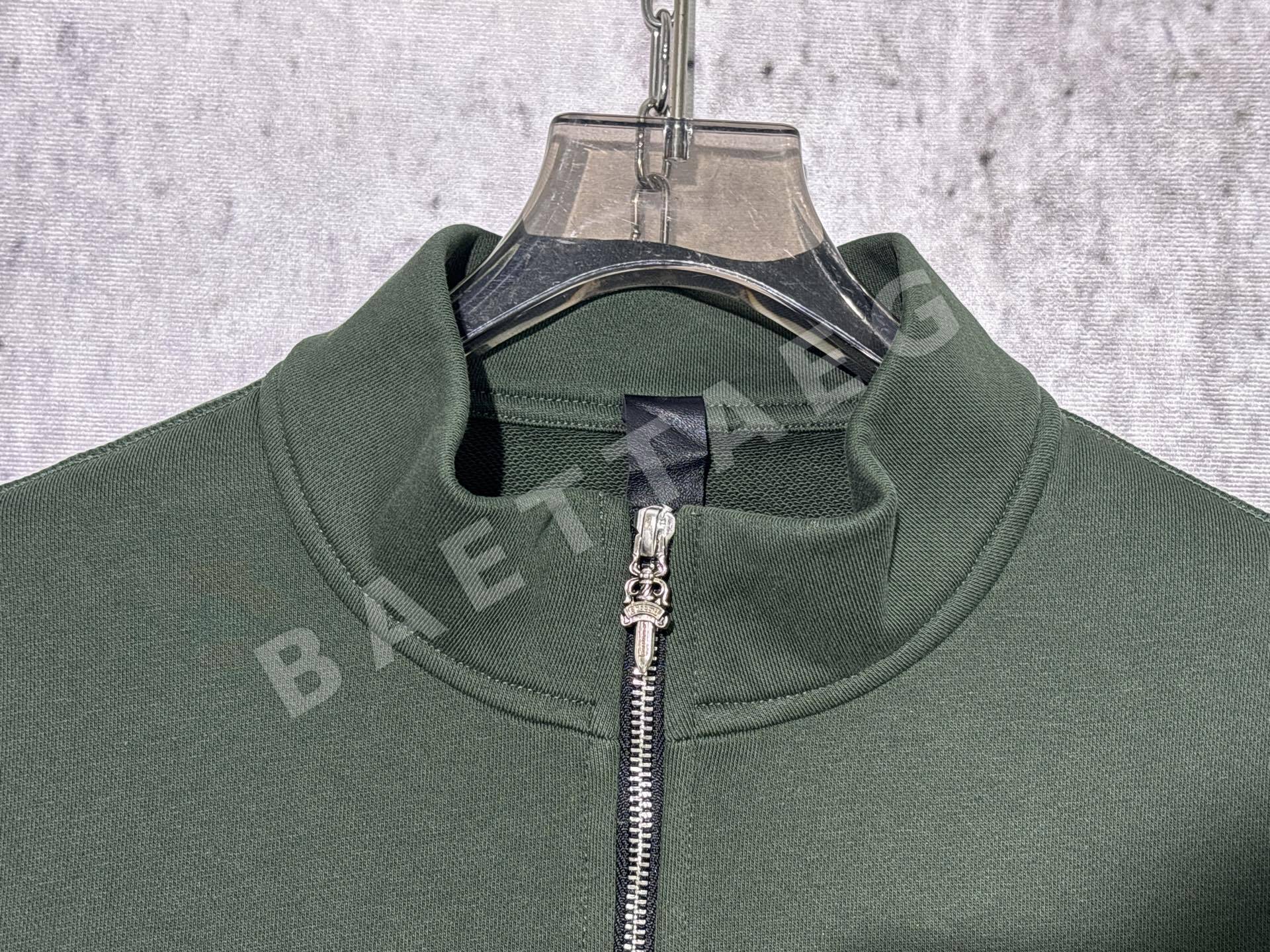 크롬하츠 스탠드 카라 자수 쿼터 집업 긴팔 스웨트셔츠 26470-F 상세 이미지 5