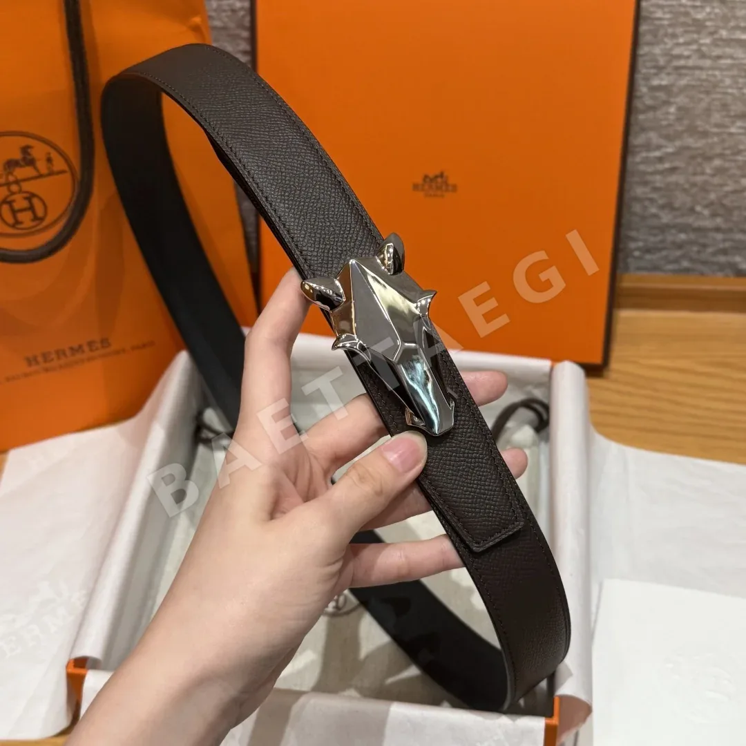 에르메스 셰누 댕클 링크 버클 양면 송아지가죽 벨트 상세 이미지 4