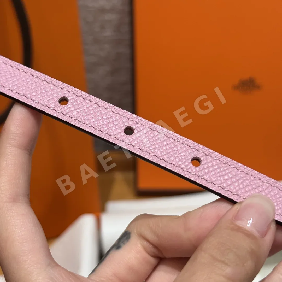 에르메스 마이용H 골드·실버 버클 양면 가죽 벨트 상세 이미지 2