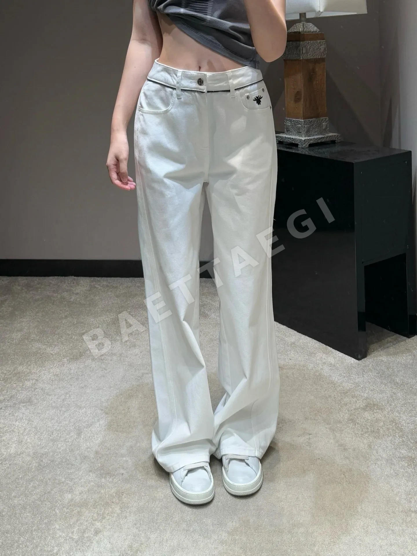 디올 와이드 레그 하이웨스트 데님 바지 92433