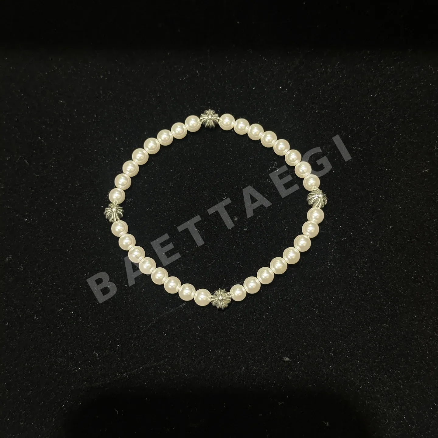 크롬하츠 4mm 마더오브펄 스털링 실버 팔찌 162786