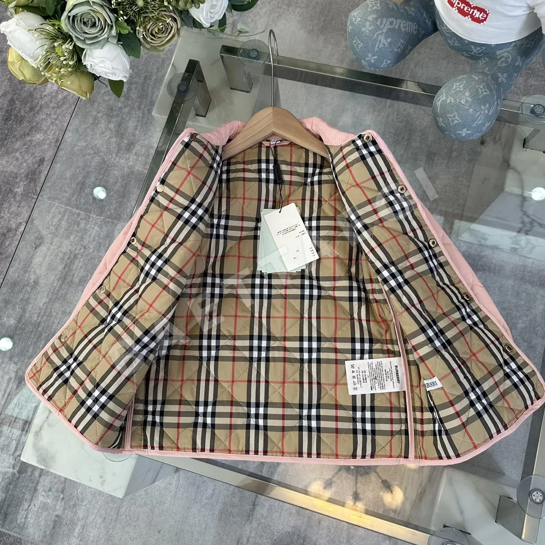 버버리 코듀로이 카라 체크 안감 코튼 키즈 재킷 상세 이미지 6