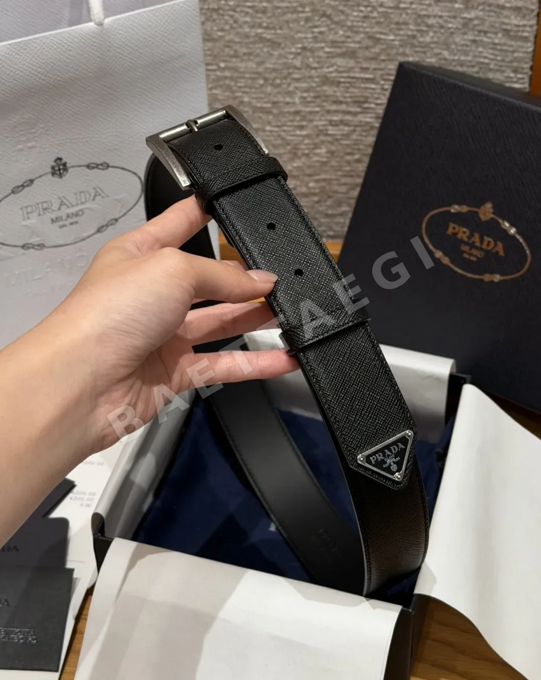 프라다 사피아노 가죽 벨트 33mm 상세 이미지 4