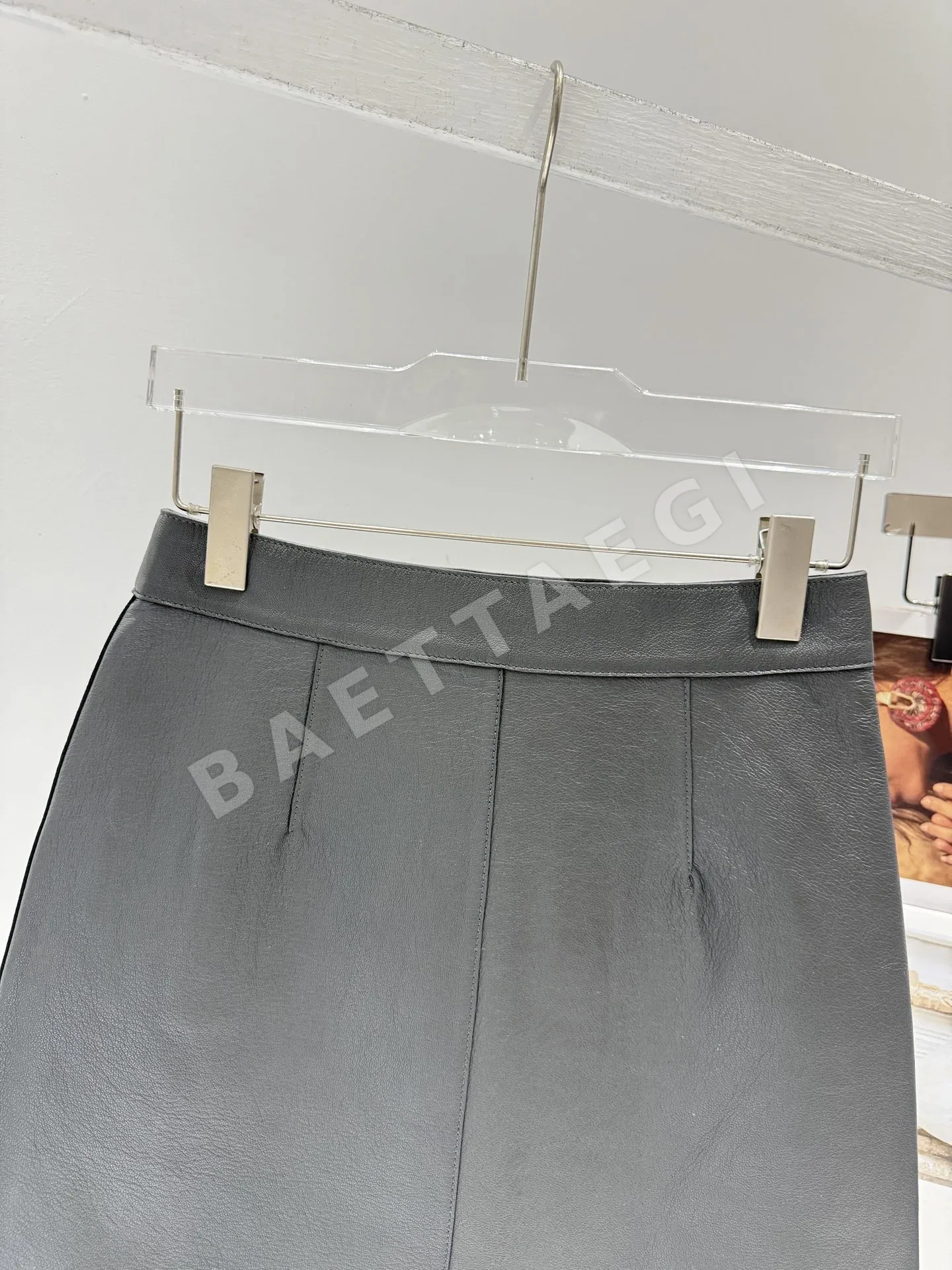 에르메스 리치 패턴 램스킨 여성 가죽 스커트 상세 이미지 9