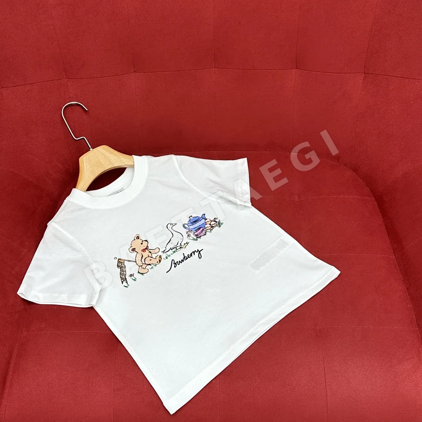 버버리 키즈 테디베어 프린트 코튼 티셔츠 상세 이미지 3