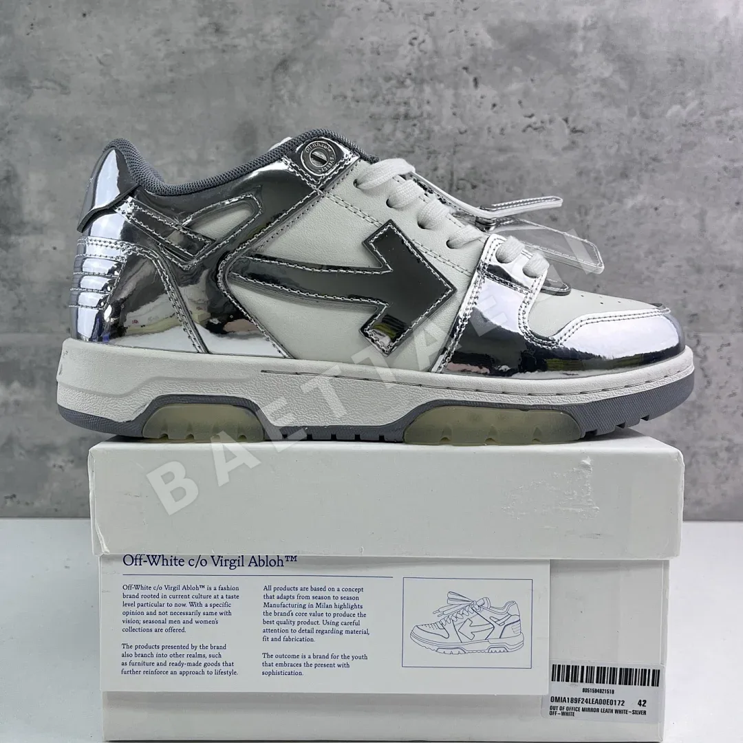 오프화이트 아웃 오브 오피스 OOO 로우 탑스 실버 화이트 E0172 202394 Off White Out Of Office OOO Low