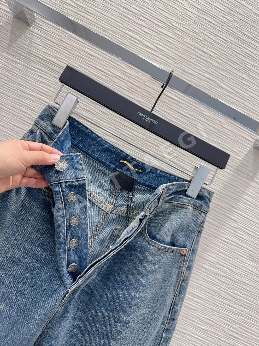 생로랑 3D 테일러링 슬림핏 여성 데님 바지 상세 이미지 5