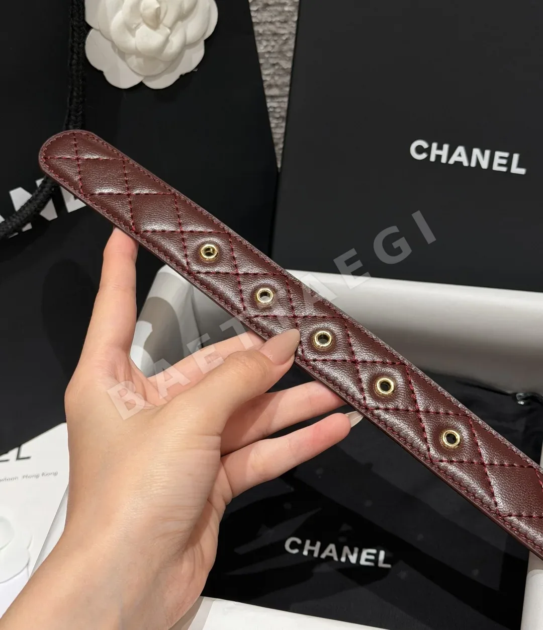 샤넬 다이아몬드 퀼팅 카프스킨 벨트 상세 이미지 9
