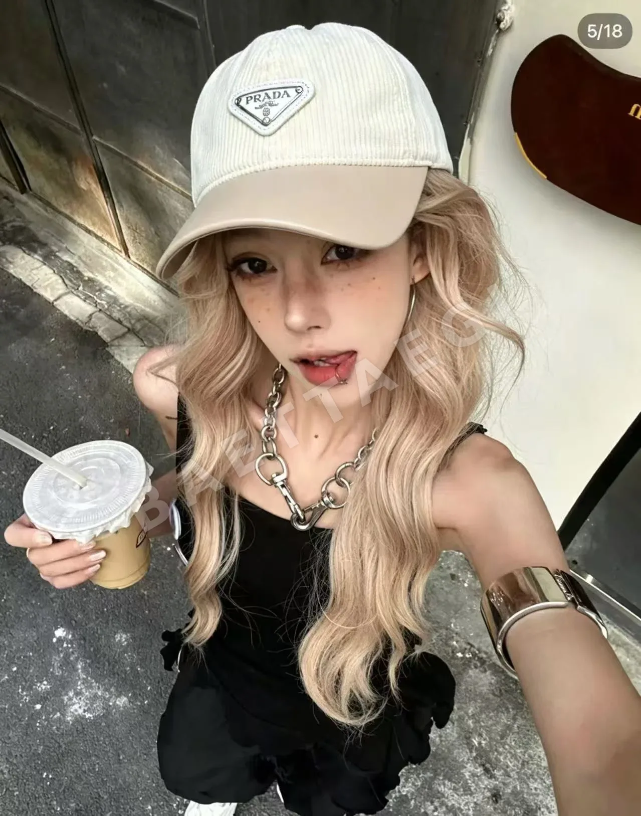 프라다 코듀로이 가죽 베이스볼캡 179696