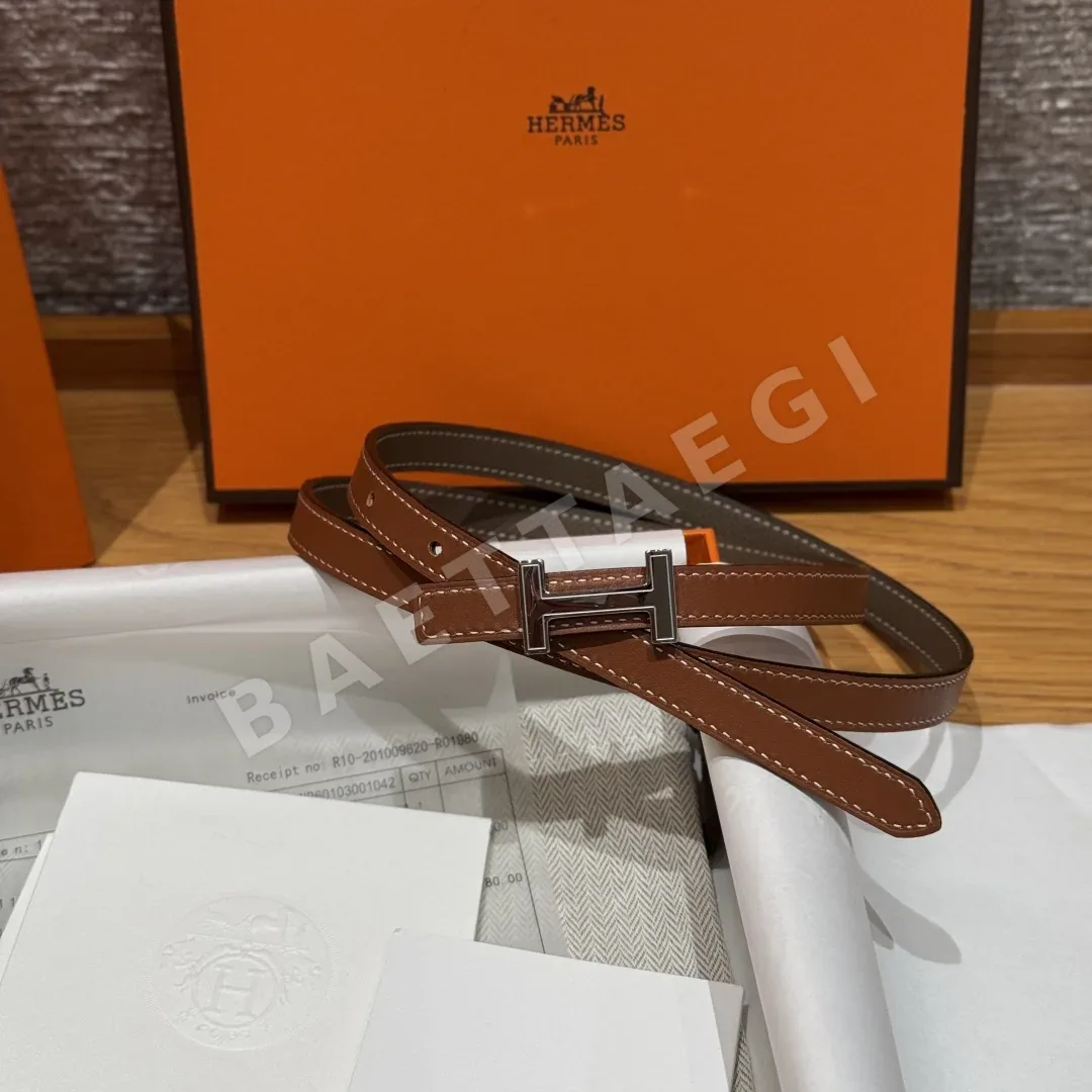 에르메스 미니 H 버클 양면 가죽 벨트 상세 이미지 2