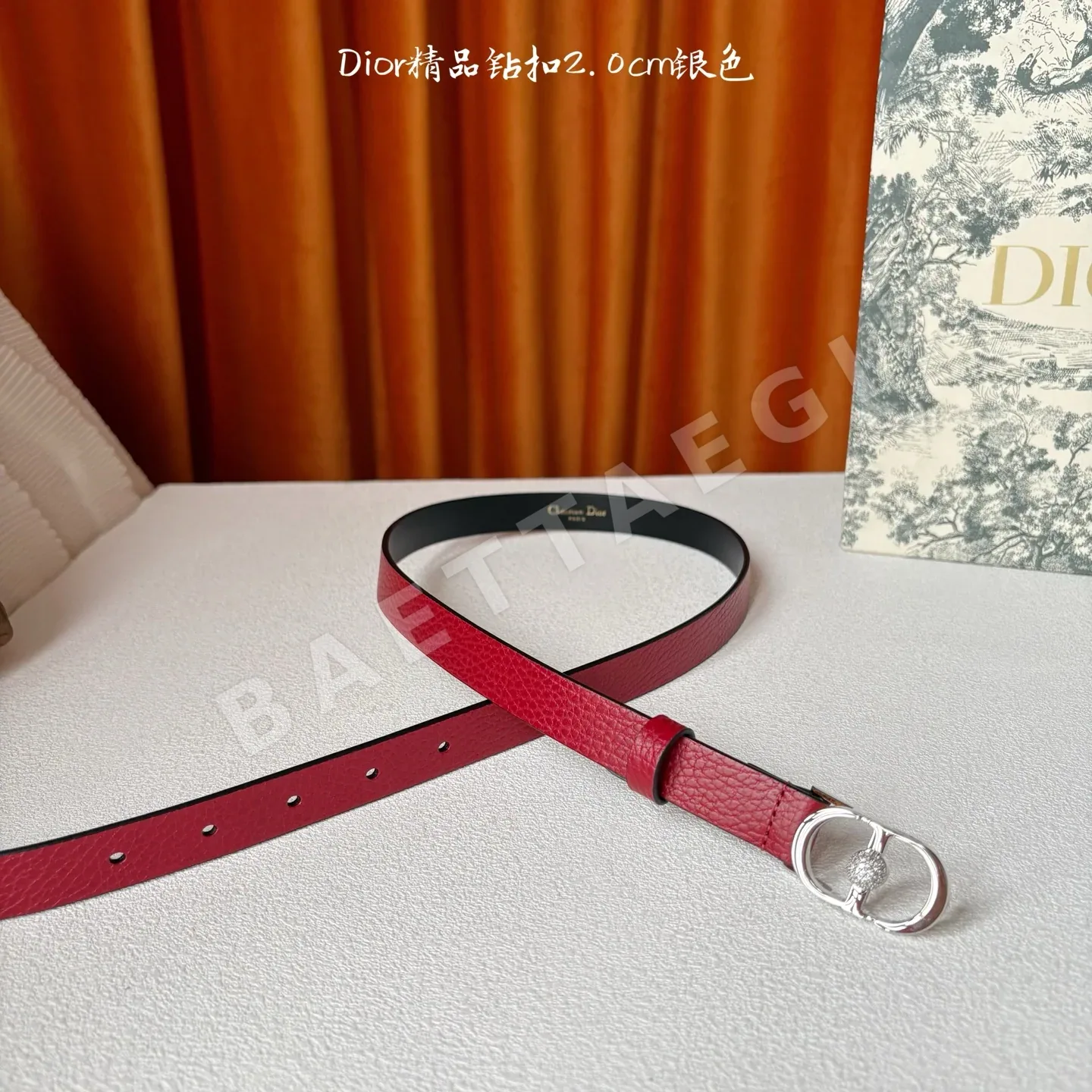 디올 다이아몬드 장식 가죽 벨트 상세 이미지 3