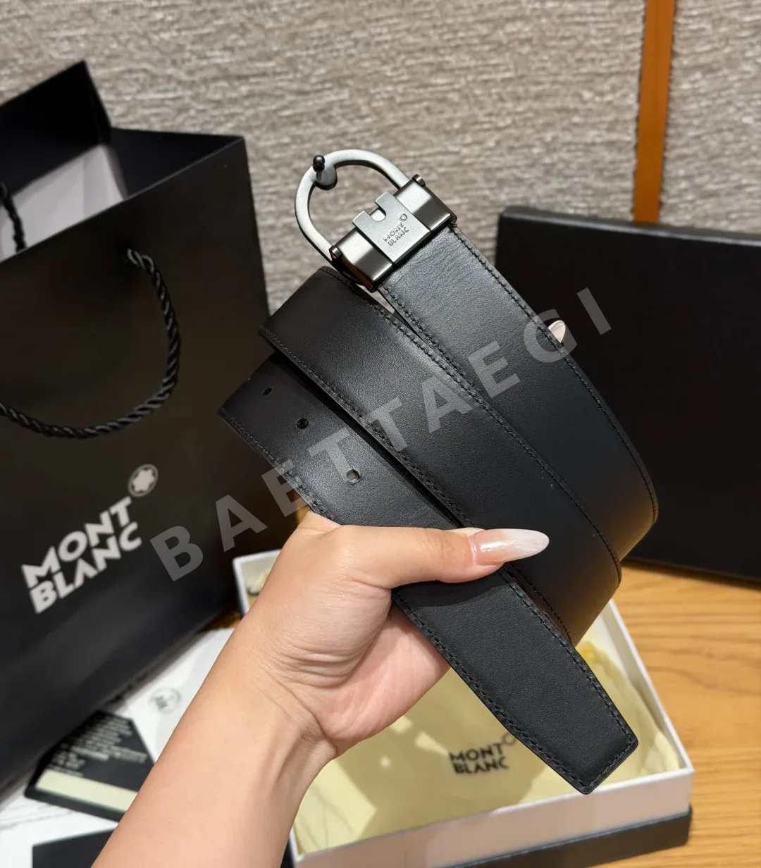 몽블랑 오벌 버클 블랙 리버서블 벨트 상세 이미지 5