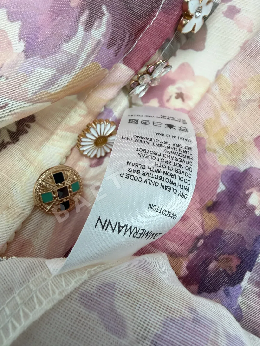 짐머만 플라워 패턴 스탠드 카라 롱 슬리브 원피스 상세 이미지 7
