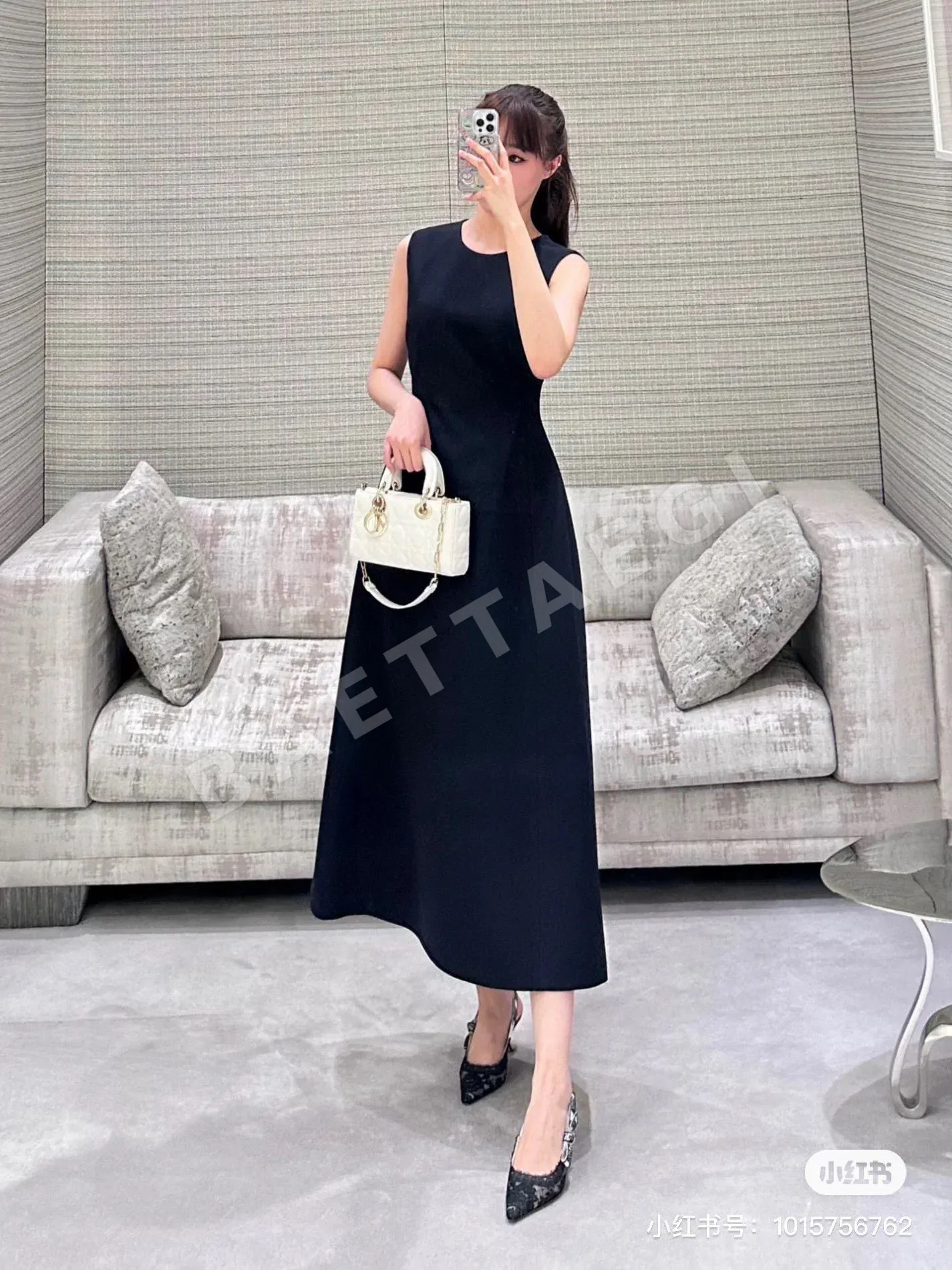 디올 민소매 드레이프 원피스 상세 이미지 8
