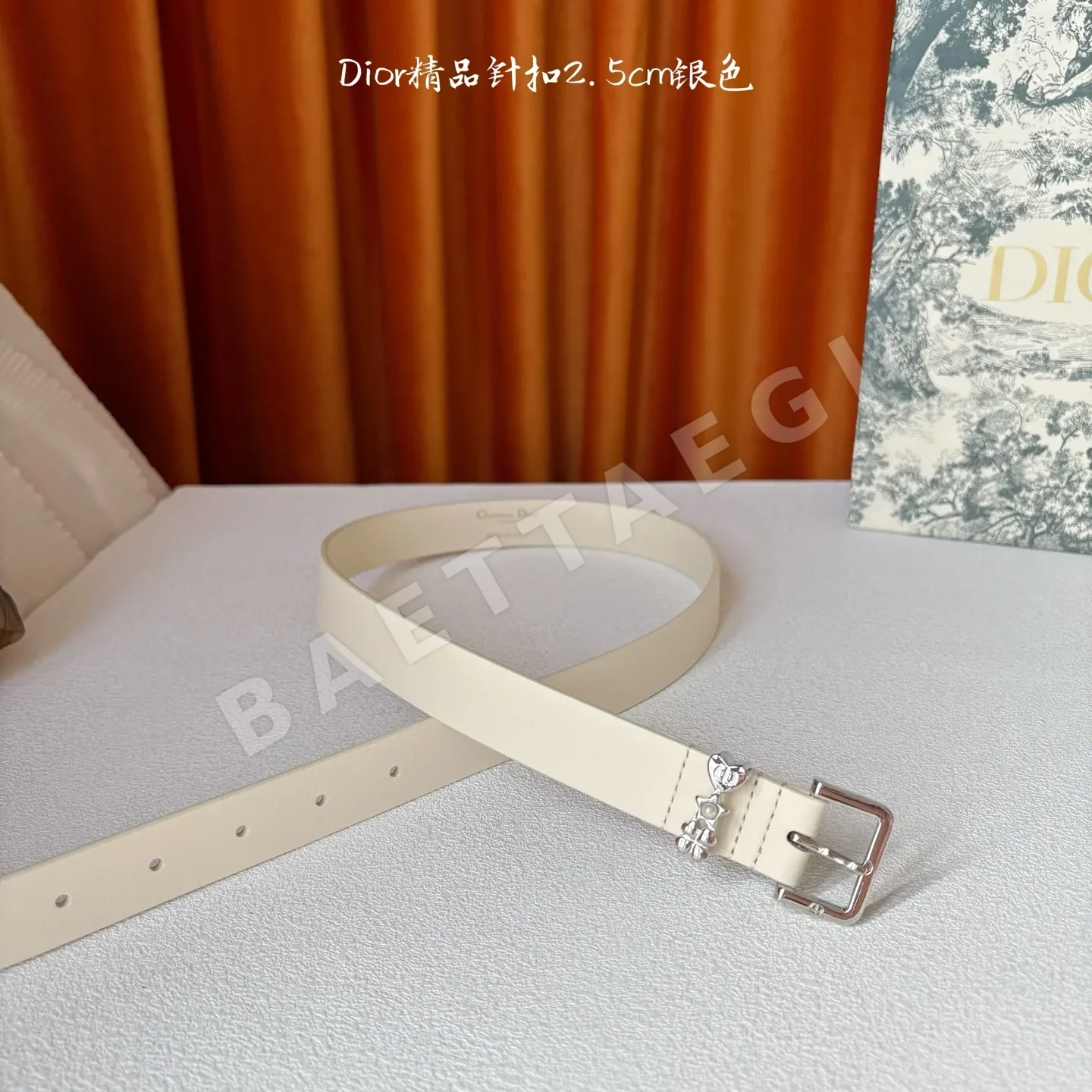 디올 블랙 카프스킨 CD 버클 벨트 상세 이미지 3