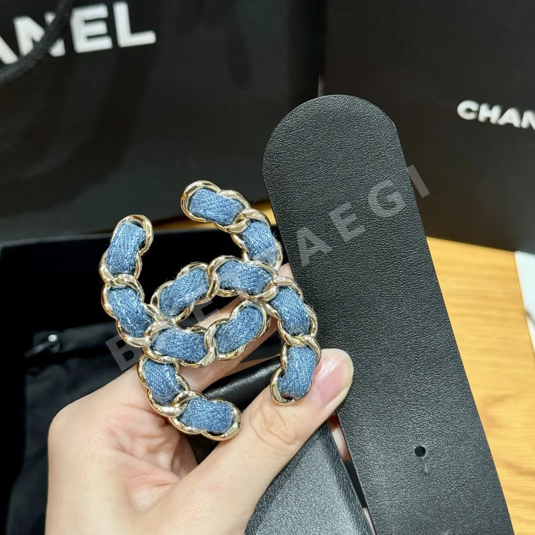 샤넬 더블 C 버클 카프스킨 가죽 벨트 상세 이미지 5
