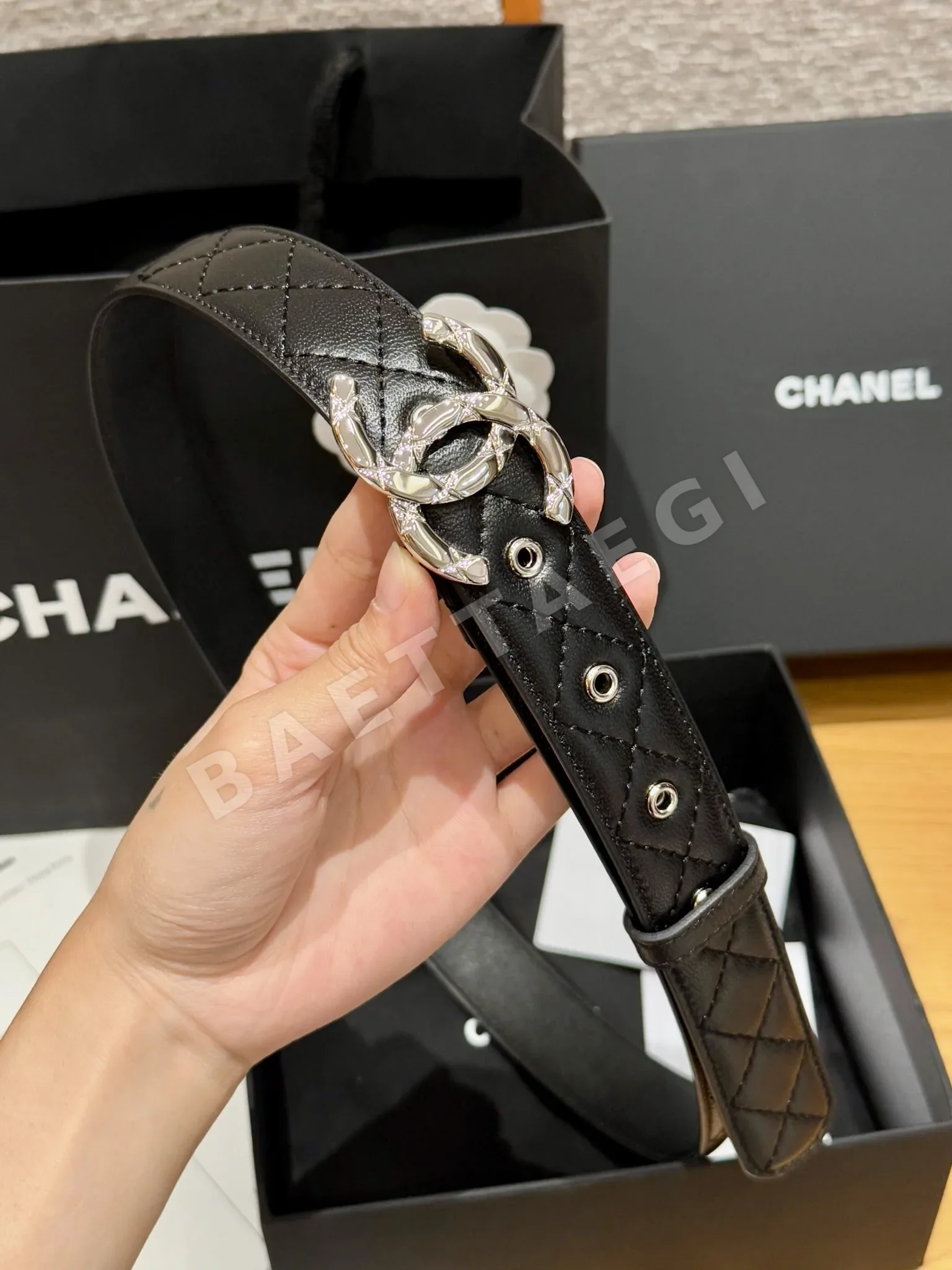 샤넬 골드 더블 C 램스킨 벨트 상세 이미지 2