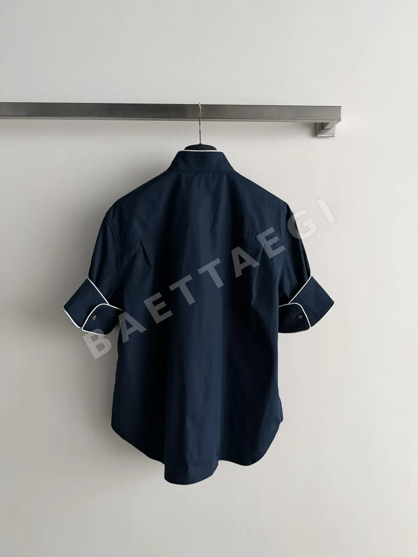 디올 코튼 컬러 블록 스탠드 카라 반팔 셔츠 상세 이미지 2