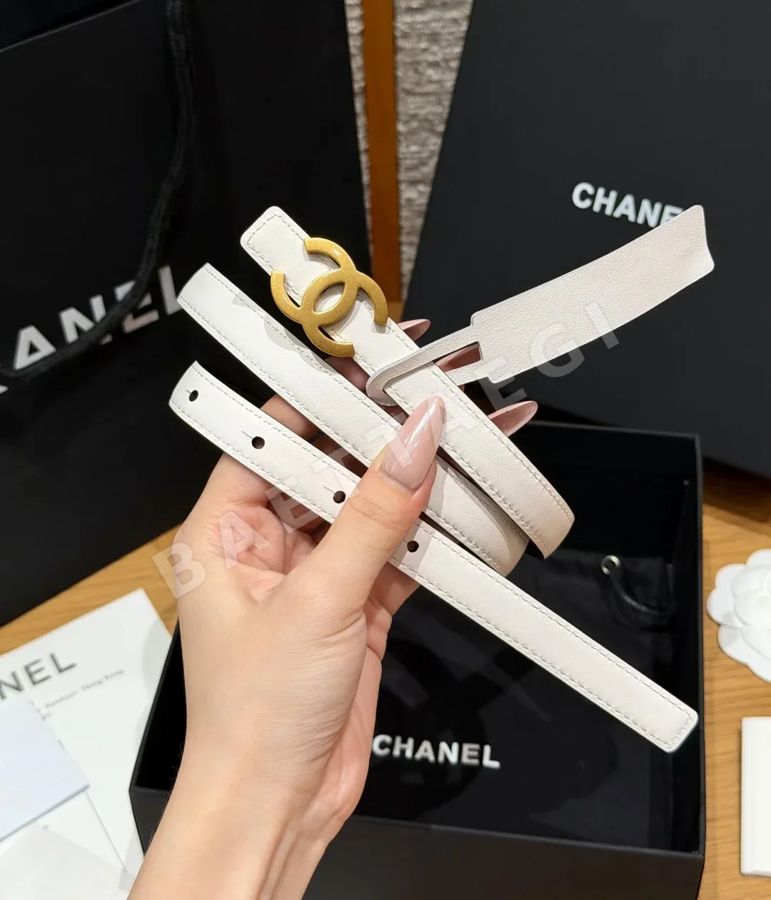 샤넬 더블 C 로고 가죽 벨트 상세 이미지 3