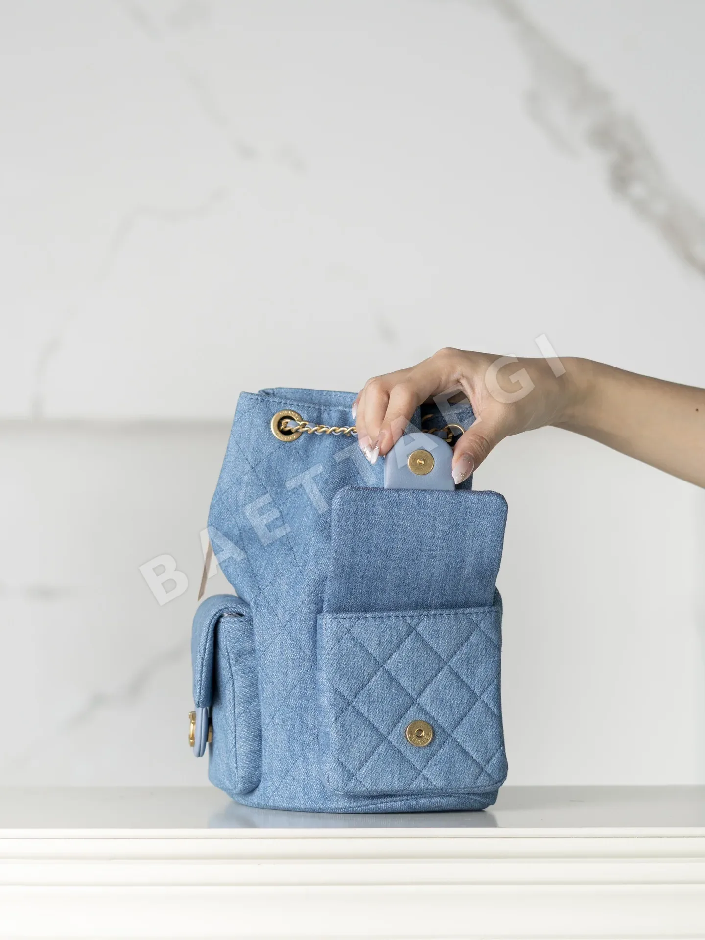 샤넬 데님 백팩 상세 이미지 5