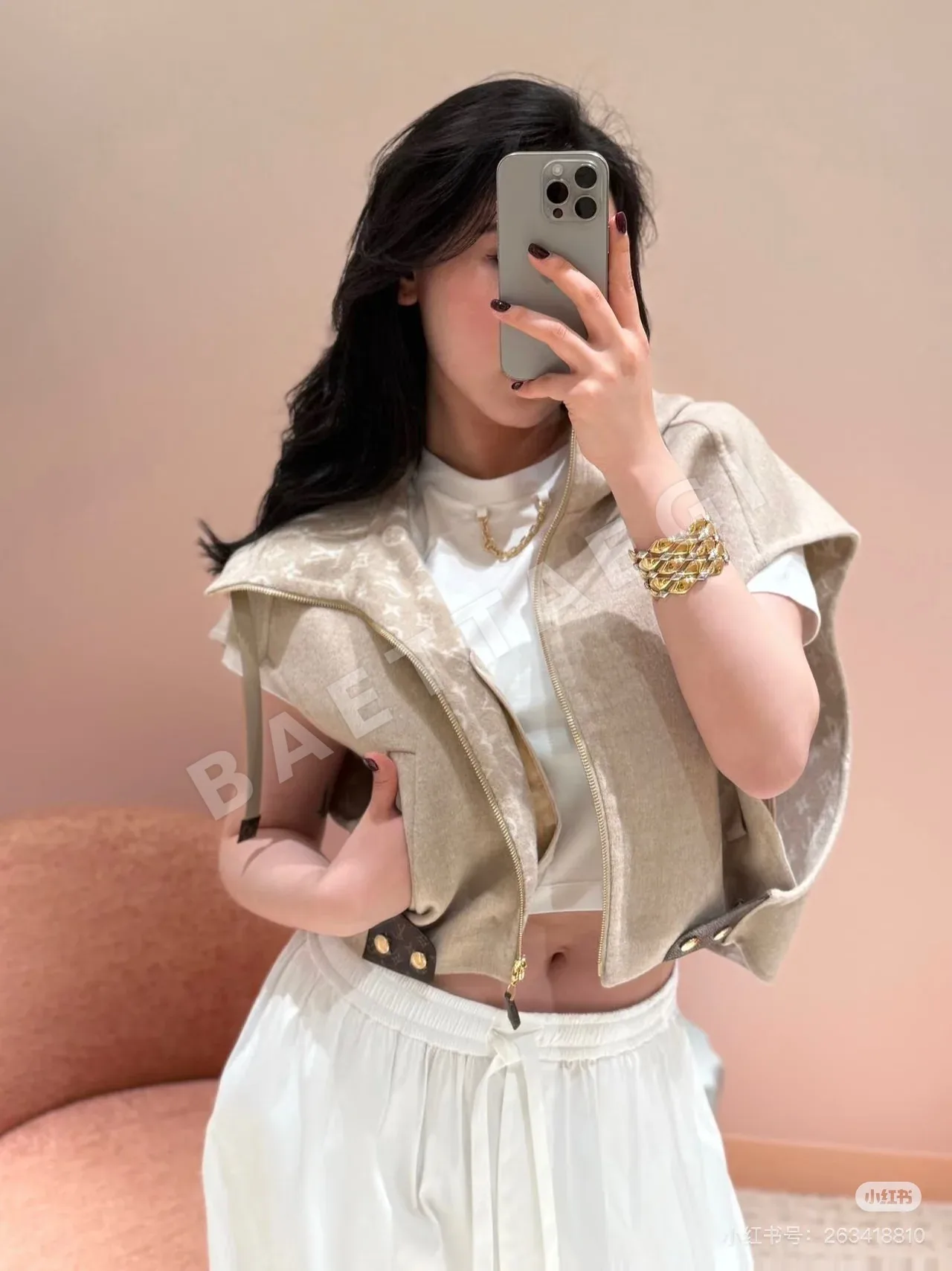 루이비통 오트밀 모노그램 울 자카드 여성 자켓 상세 이미지 6