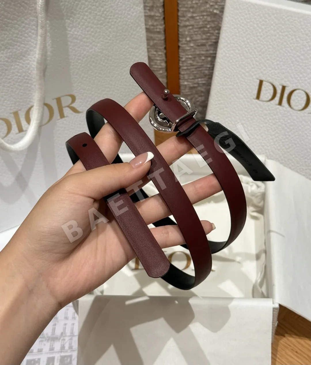 디올 오블리크 골드 버클 소가죽 벨트 상세 이미지 5