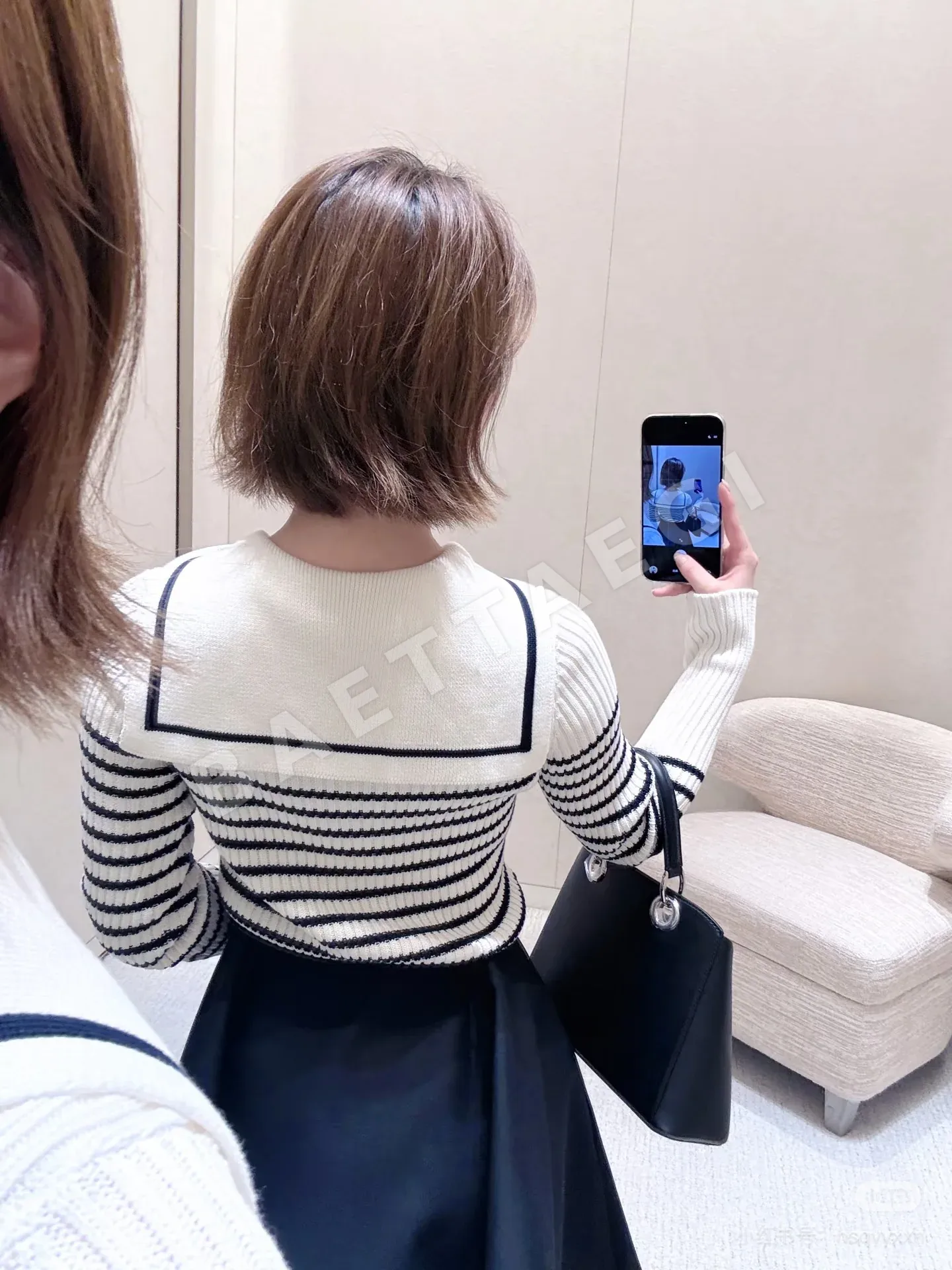 디올 세일러 카라 스트라이프 여성 가디건 상세 이미지 7