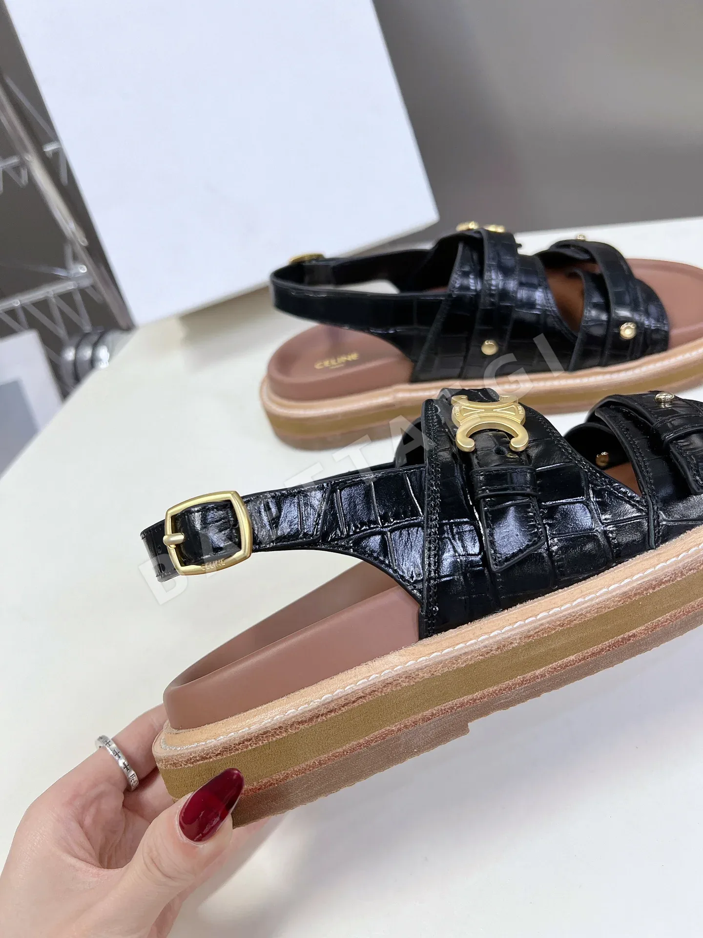셀린느 빈티지 가죽 로마 샌들 상세 이미지 8