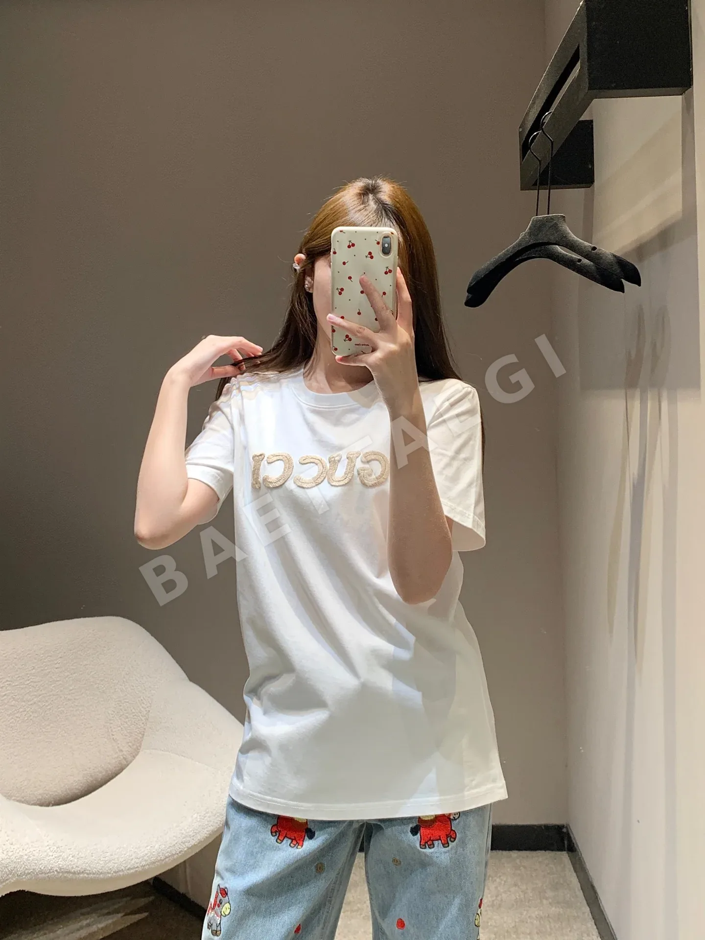구찌 레터 타월 자수 크루넥 반팔 티셔츠 상세 이미지 9