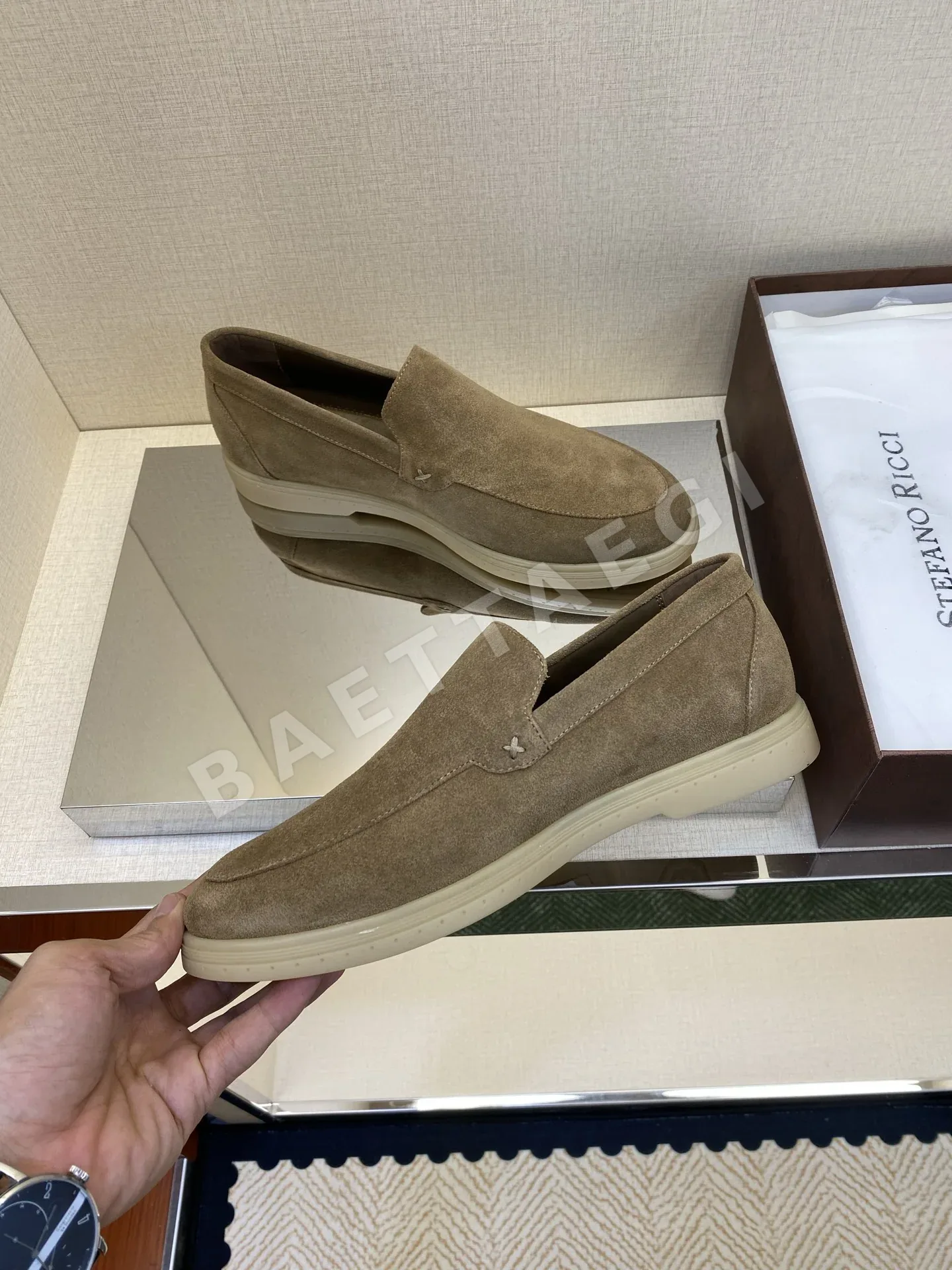 스테파노리치 로퍼 남성 카프스킨 독수리 머리 로고 상세 이미지 8