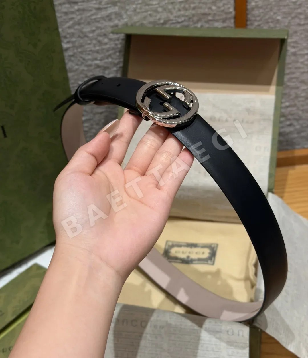 구찌 GG 마몬트 와이드 더블 G 버클 벨트 상세 이미지 3