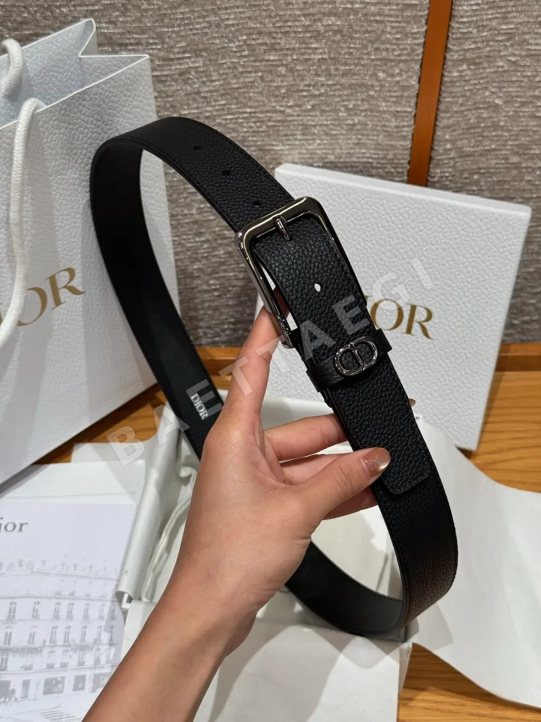 디올 CD 아이콘 33mm 소가죽 벨트 상세 이미지 4