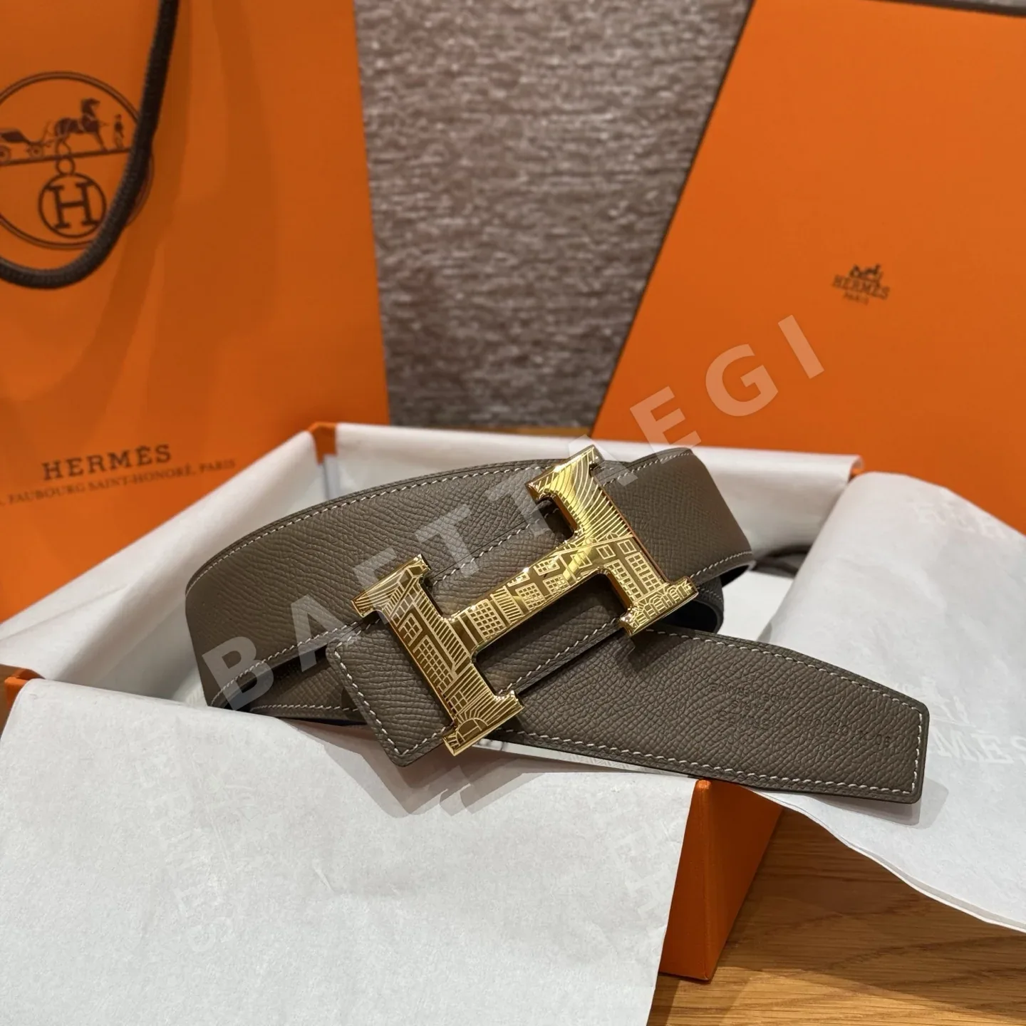 에르메스 홈 투아레그 양면 가죽 벨트 175537