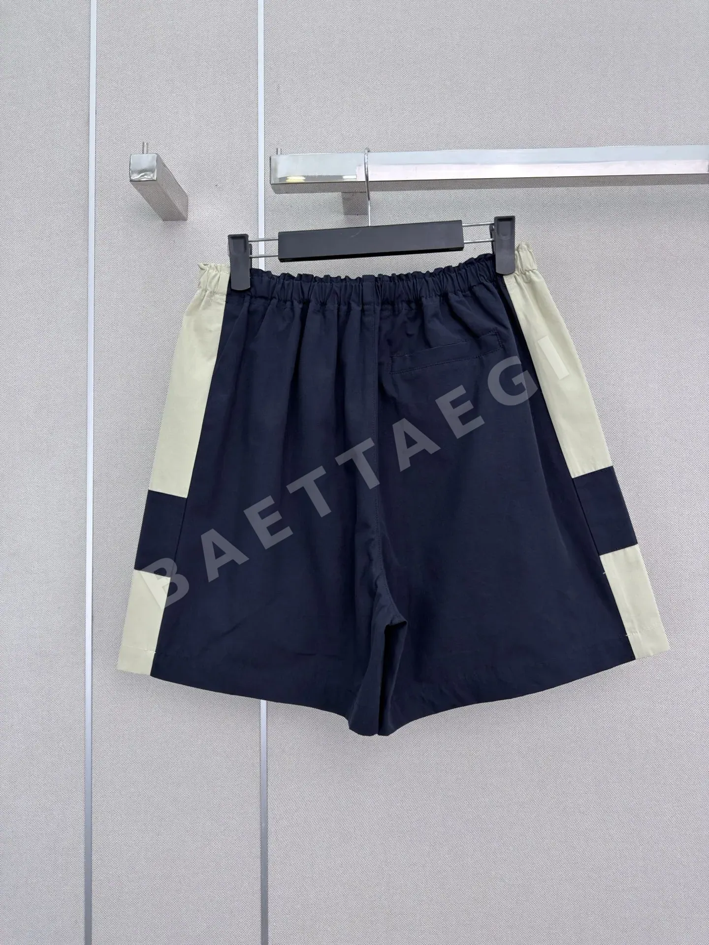 생로랑 컬러 블록 고무 밴드 허리 여성 반바지 상세 이미지 5