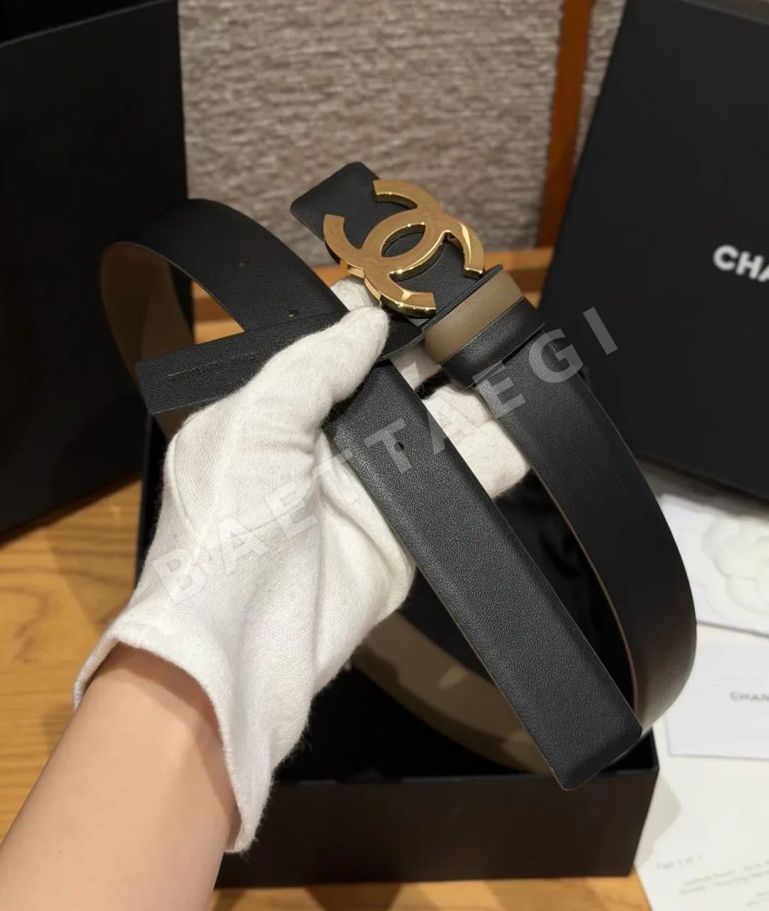 샤넬 리버시블 송아지가죽 더블 C 버클 벨트 상세 이미지 5