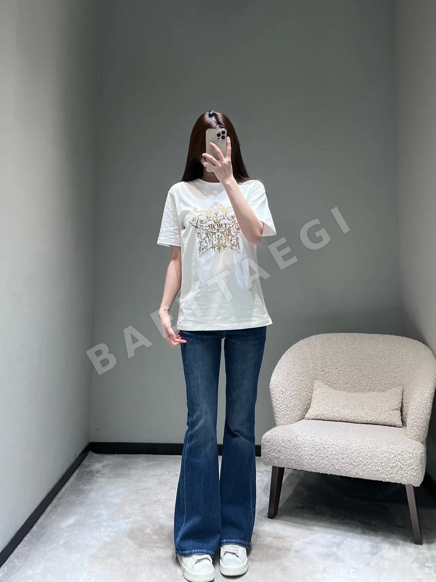 디올 스타버스트 라인스톤 반팔 티셔츠 상세 이미지 4