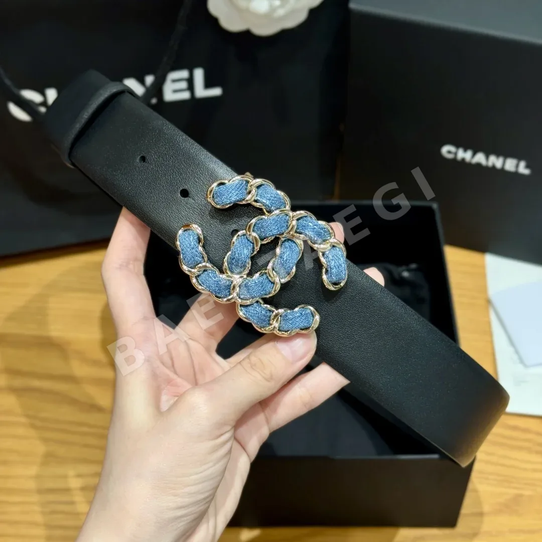 샤넬 더블 C 버클 카프스킨 가죽 벨트 상세 이미지 3