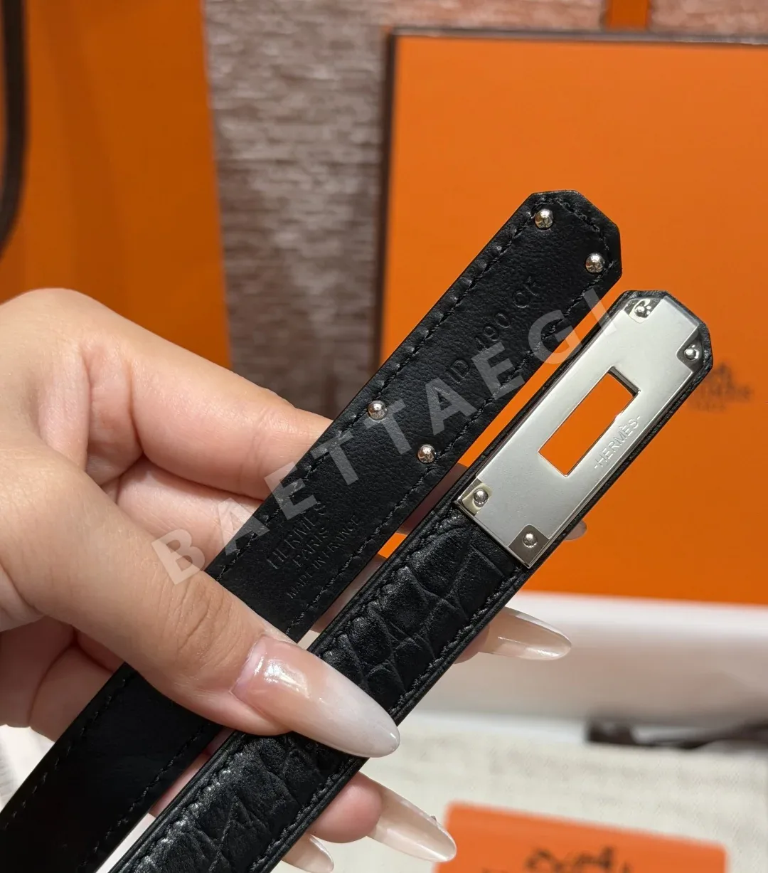 에르메스 켈리 버클 18mm 크로커다일 가죽 벨트 상세 이미지 4