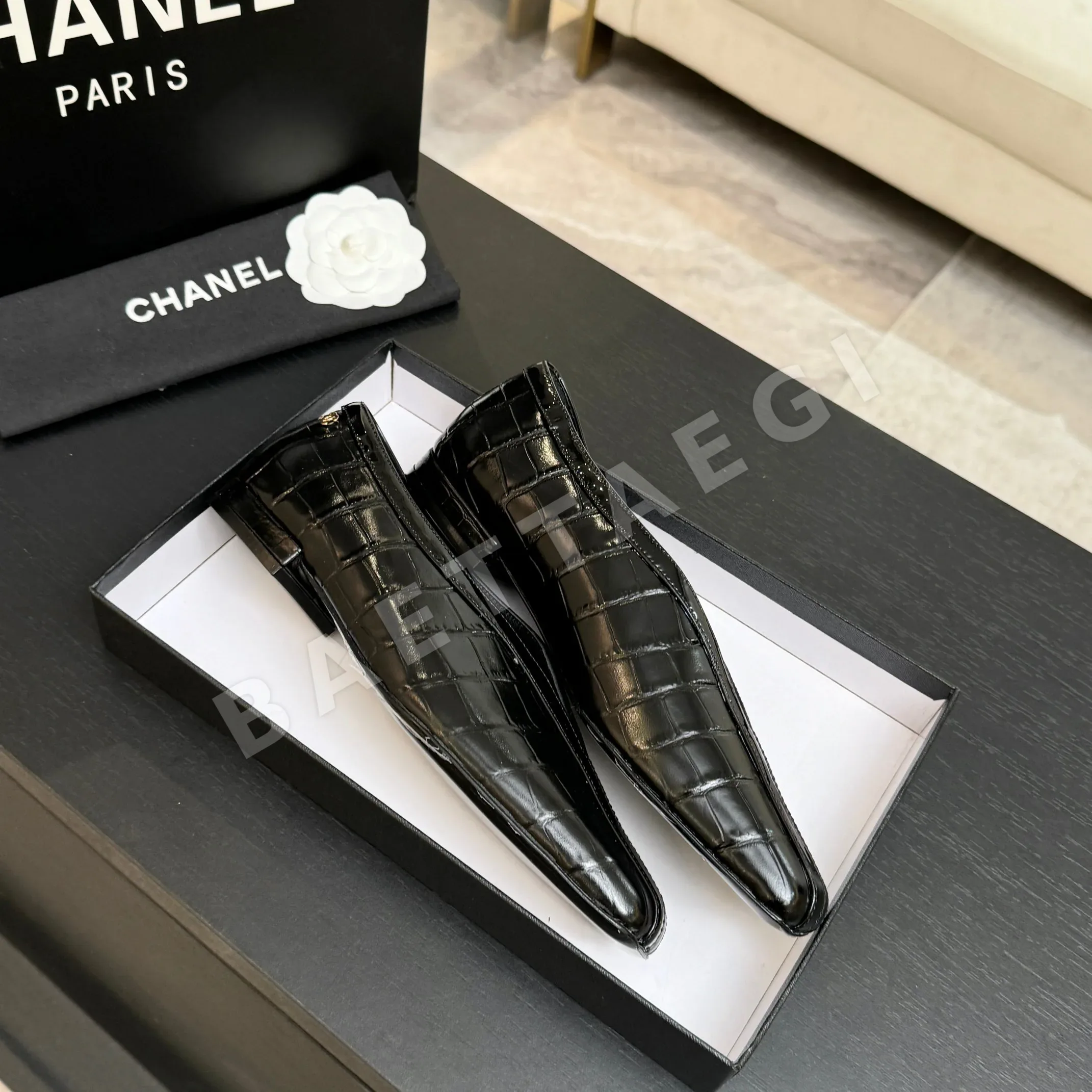 샤넬 26C 더블 C 컬러블록 플랫슈즈 상세 이미지 4