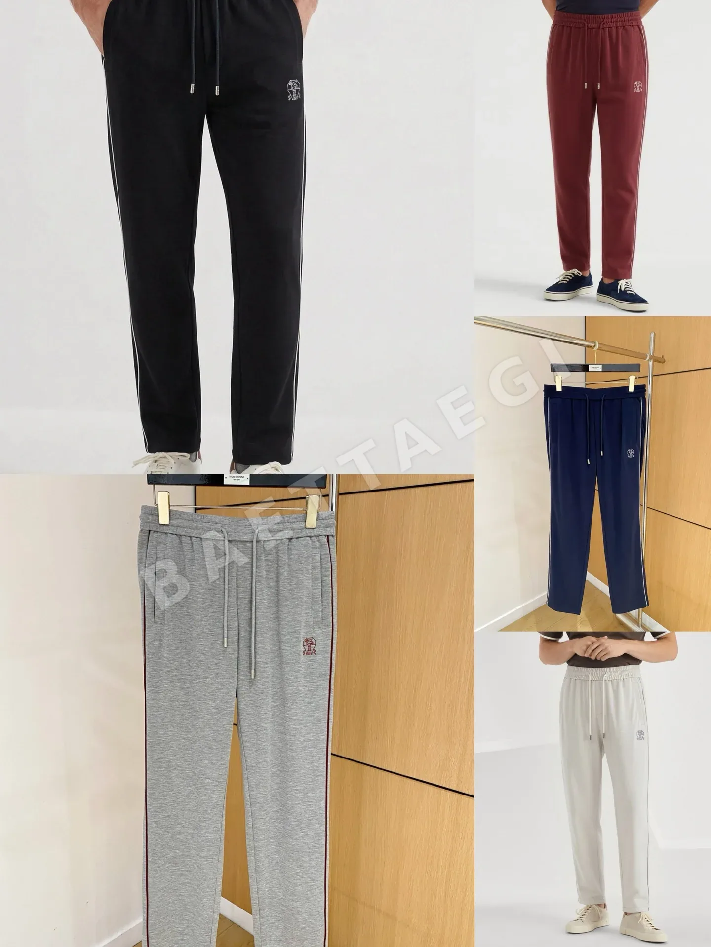 브루넬로쿠치넬리 에어리 라이스그레인 체크 린넨 남성 바지 상세 이미지 9