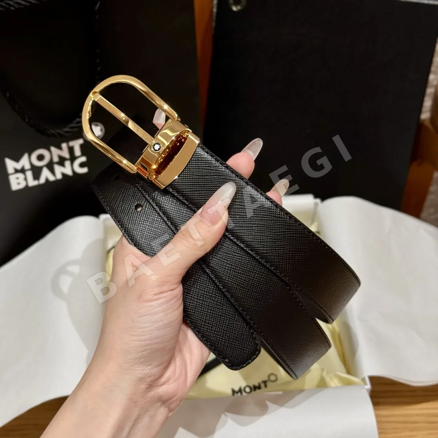 몽블랑 리버시블 가죽 벨트 3.5 cm 상세 이미지 3
