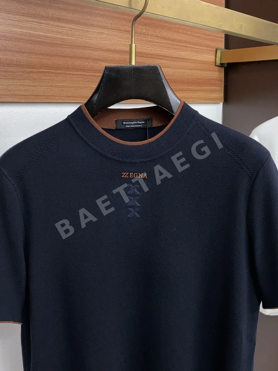 제냐 울 더블 카라 남성 반팔 세터 상세 이미지 2