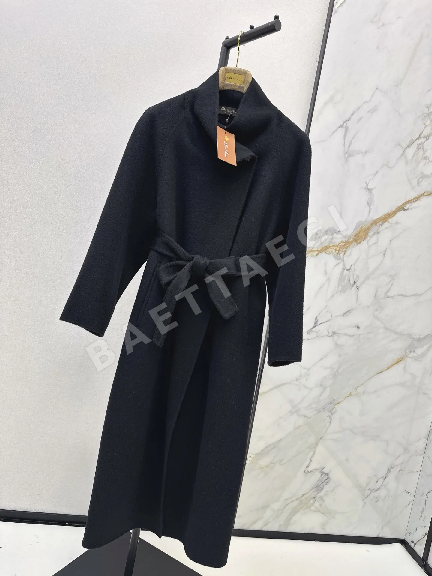 로로피아나 스탠드카라 울 양면 롱 코트 자켓 상세 이미지 2