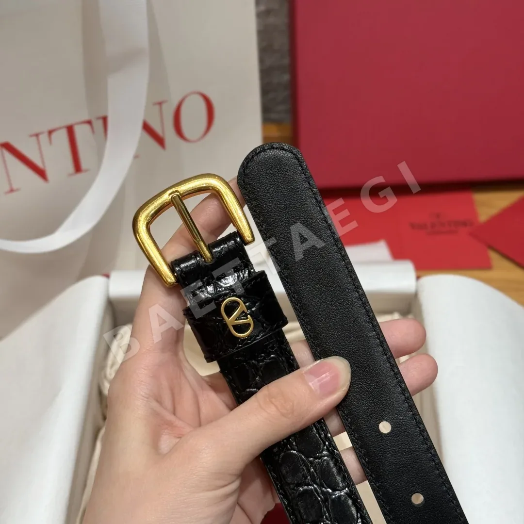 발렌티노 소가죽 스틸 버클 벨트 상세 이미지 5