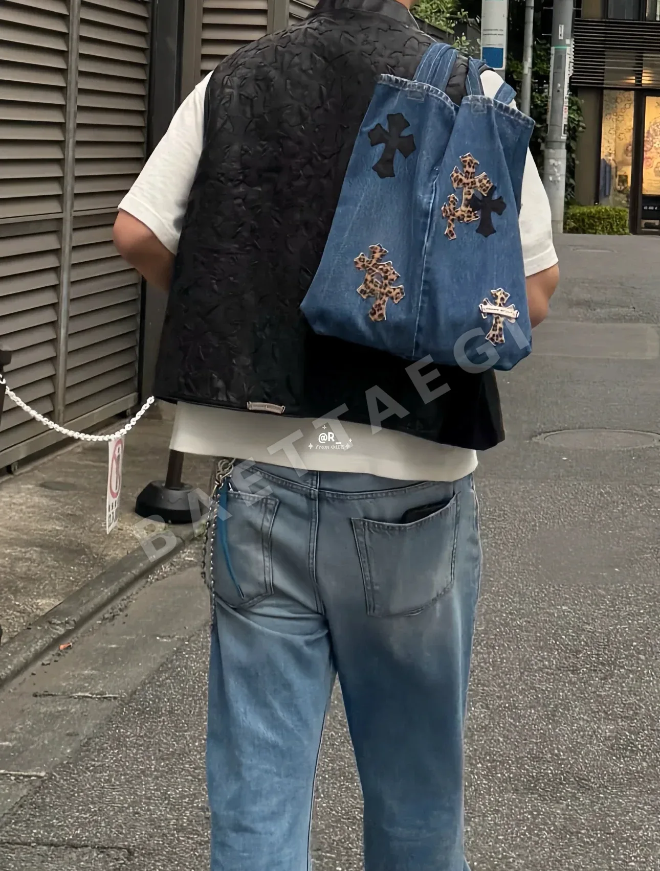 크롬하츠 데님 레오파드 프린트 토트백 상세 이미지 2