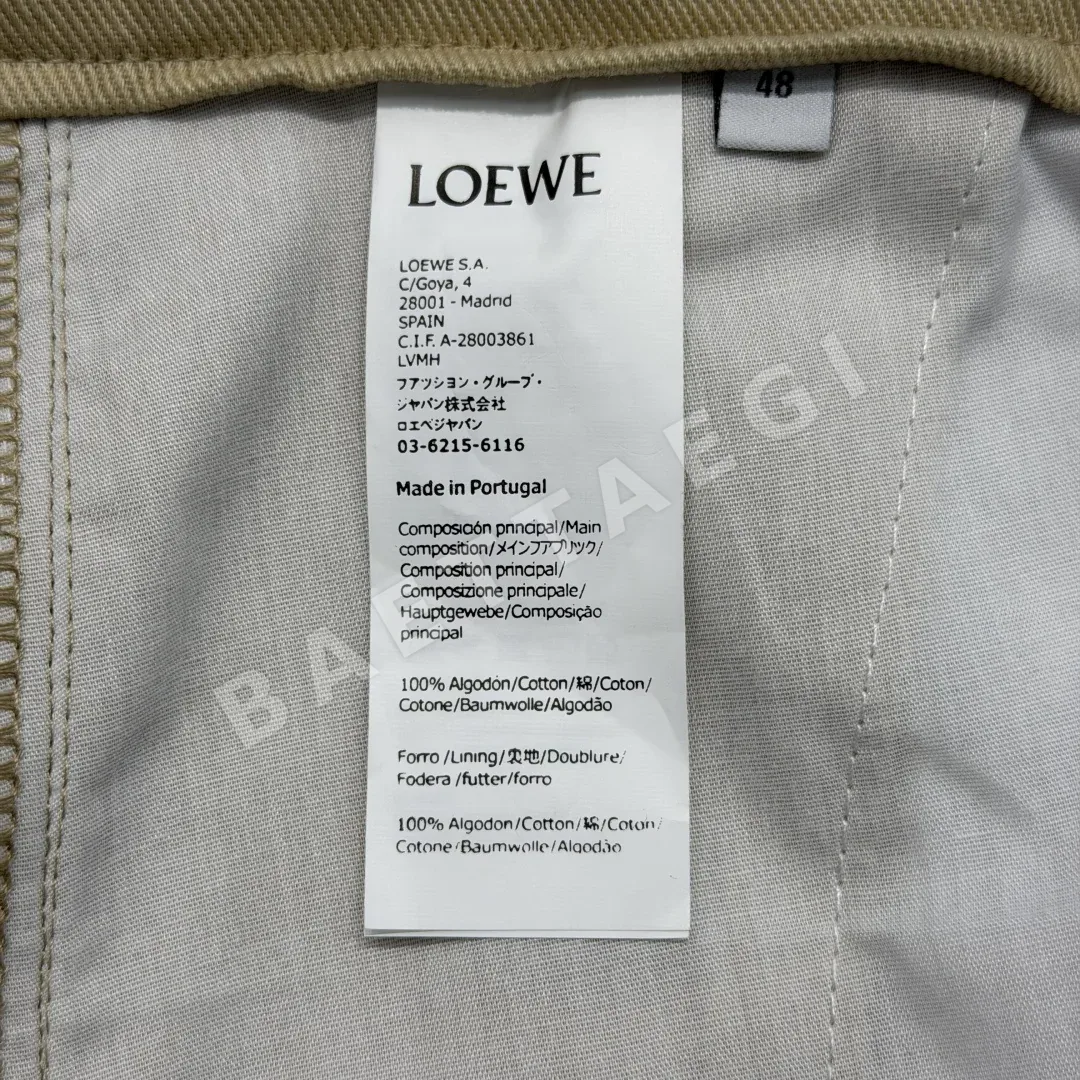 로에베 더블 L 자수 베이지 코튼 남성 바지 상세 이미지 9