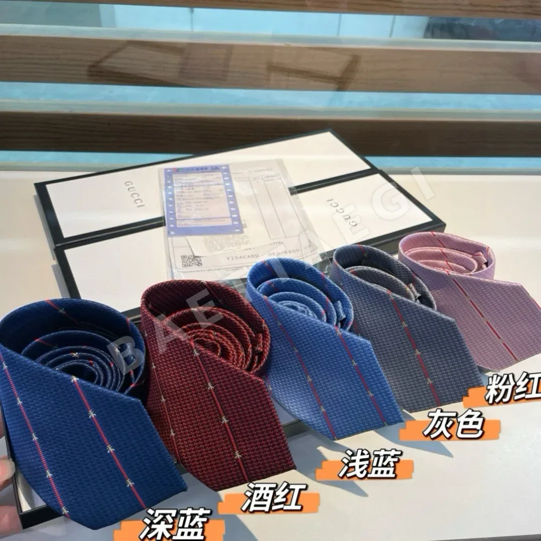 구찌 동물 벌 자수 자카드 실크 넥타이 159168