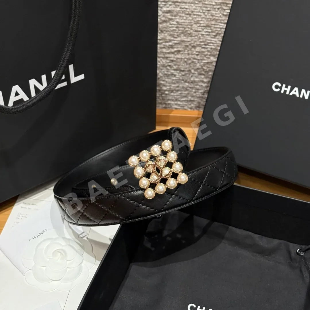 샤넬 다이아몬드 패턴 램스킨 더블 C 벨트 상세 이미지 2