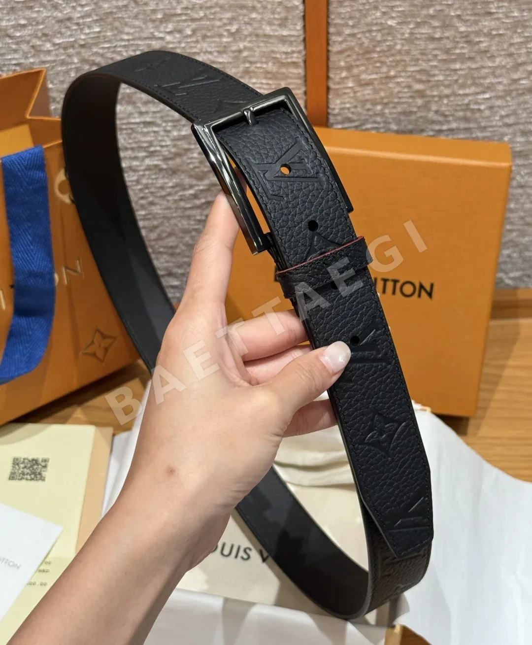 루이비통 모노그램 코팅 캔버스 가죽 벨트 상세 이미지 3